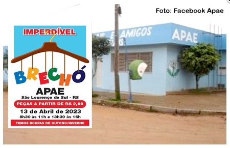 APAE São Lourenço realiza nesta quinta-feira (13) Brechó Apae