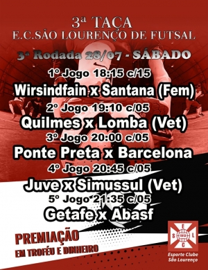 Confira os resultados dos jogos de sábado na Taça E.C. São Lourenço