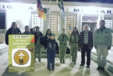 Grupo de escoteiros Garibaldi comemora 40 anos neste sábado