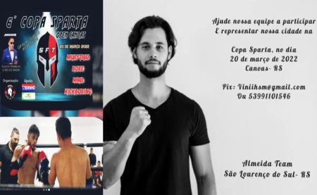 O atleta de Muay Thai Lourenciano busca ajuda para despesas em Competição