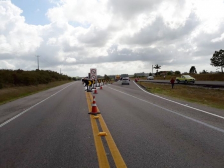 Atenção: trânsito em meia pista na BR-116 próximo ao acesso à São Lourenço do Sul