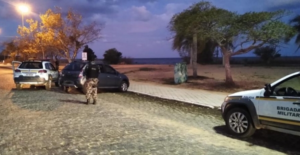 Brigada Militar de São Lourenço do Sul efetua fiscalização na orla da praia em prevenção ao Covid 19