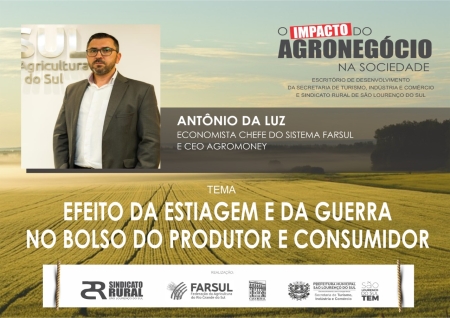 Seminário promovido pela SMTIC e Sindicato Rural terá palestra sobre os efeitos da estiagem e da guerra no agronegócio
