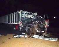 Colisão entre dois caminhões na BR 392 em Pelotas