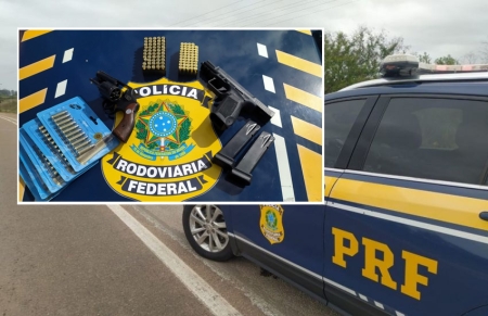 PRF apreende adolescente transportando pistola, revólver e munições em Camaquã/RS