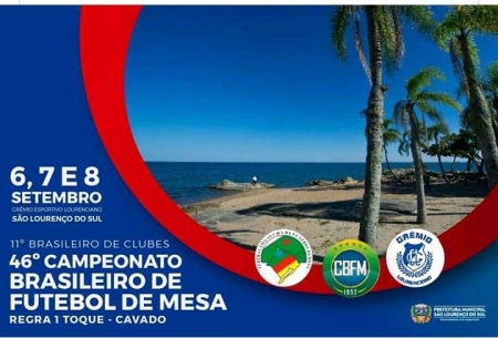 46o Campeonato Brasileiro de Futebol de Mesa acontece de 6 a 8 de Setembro em São Lourenço do Sul