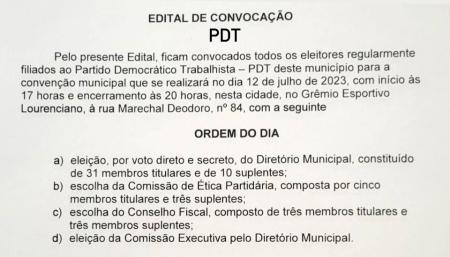 EDITAL DE CONVOCAÇÃO PDT
