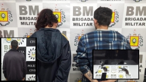 Duas pessoas foram presas por porte de arma de fogo e foi recuperada TV roubada no posto de saúde