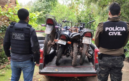Polícia Civil apreendeu motos com placas adulterada e chassi raspado em São Lourenço e Canguçu