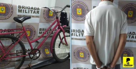 Brigada Militar de efetua prisão de indivíduo por furto e recupera bicicleta furtada