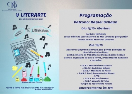 V Literarte acontece nesta quarta e quinta-feira